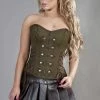 Burleska Rock Overbust Corset In Olive Green & Brown Twill -Burleska shop rock overbust corset in olive green brown twill burleska 300x