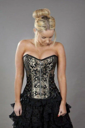 Burleska Rock Overbust Corset With Studs In King Brocade 6 Burleska Rock Overbust Corset With Studs In King Brocade - Image 4