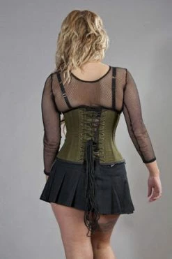 Burleska Rock Underbust Corset In Olive Green & Twill -Burleska shop rock underbust corset in olive green twill burleska 2 300x