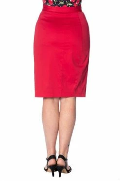 Banned Rockin Red Pencil Skirt -Burleska shop rockin red pencil skirt banned 2 300x