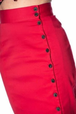 Banned Rockin Red Pencil Skirt -Burleska shop rockin red pencil skirt banned 3 300x