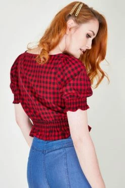 Voodoo Vixen Sadie Gingham Top -Burleska shop sadie red gingham top tpa 1982 05.456 300x
