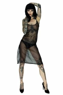 Dr Faust Scoop Neck Pink Sheer Mini Dress - Summer -Burleska shop scoop neck black sheer mini dress summer dr faust 4 300x