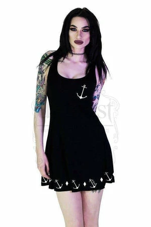 Dr Faust Seafarer White Anchors Black Mini Dress - Liv 3 Dr Faust Seafarer White Anchors Black Mini Dress - Liv