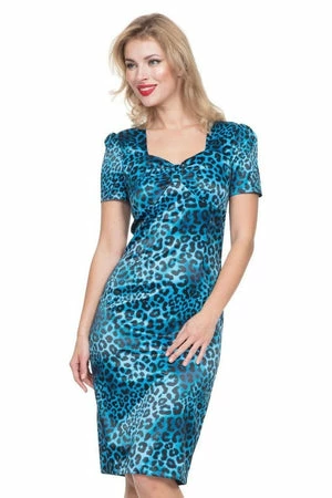 Voodoo Vixen Serena Blue Leopard Print Dress 5 Voodoo Vixen Serena Blue Leopard Print Dress - Image 3