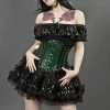 Burleska Sexy Waspie Waist Cincher Corset In PVC With Black Piping