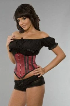 Burleska Sexy Waspie Waist Cincher Corset In Satin With Black Piping -Burleska shop sexy waspie waist cincher corset in satin with black piping burleska 3 300x