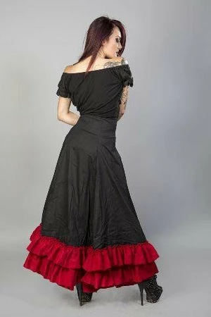 Burleska Shayna Victorian Maxi Skirt In Black Cotton Frill 4 Burleska Shayna Victorian Maxi Skirt In Black Cotton Frill - Image 2