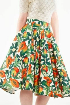 Voodoo Vixen Cherie Tropical Fruit Print Flare Skirt -Burleska shop ska 3632 bi 02 300x