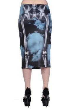 Banned Skeleton Black Pencil Skirt -Burleska shop skeleton black pencil skirt banned 2 300x