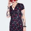 Jawbreaker Skull & Roses Print Midi Dress 1 Jawbreaker Skull & Roses Print Midi Dress -Burleska shop skull and roses print midi dress dra 9565 01.1444 300x
