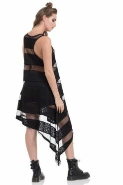 Jawbreaker Skull Stripes Asymmetric Dress -Burleska shop skull stripes asymmetric dress jawbreaker 5 300x