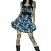 Dr Faust Skulls And Blue Roses Mini Dress - Victoria -Burleska shop skulls and blue roses mini dress victoria dr faust 300x