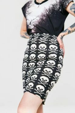 Jawbreaker Skulls Knitted Skirt -Burleska shop skulls knitted skirt jawbreaker 3 300x
