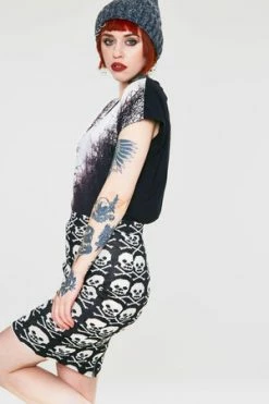 Jawbreaker Skulls Knitted Skirt -Burleska shop skulls knitted skirt jawbreaker 4 300x
