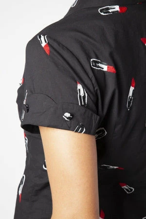 Voodoo Vixen Skylar Lipstick Embroidery Shirt 5 Voodoo Vixen Skylar Lipstick Embroidery Shirt - Image 3