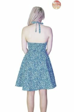 Dr Faust Small White Flowers Blue Mini Dress - Ivana -Burleska shop small white flowers blue mini dress ivana dr faust 2 300x