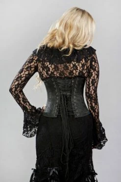 Burleska Sophisticated Double Steel Boned Underbust Corset In Black Blossom Brocade -Burleska shop sophisticated double steel boned underbust corset in black blossom brocade burleska 2 300x