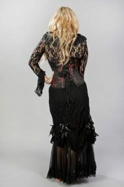 Burleska Sophisticated Spiral Steel Boned Underbust Corset In Black & Red Petals -Burleska shop sophisticated spiral steel boned underbust corset in black red petals burleska 2 300x
