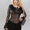 Burleska Sophisticated Spiral Steel Boned Underbust Corset In Black & Red Petals -Burleska shop sophisticated spiral steel boned underbust corset in black red petals burleska 300x
