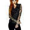 Dr Faust Square Studs Leather Black Biker Vest - Sol -Burleska shop square studs leather black biker vest sol dr faust 300x
