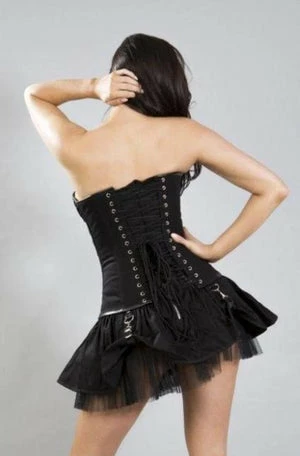 Burleska Storm Overbust Quilted Faux Leather Panels Corset In Black Cotton Twill 4 Burleska Storm Overbust Quilted Faux Leather Panels Corset In Black Cotton Twill - Image 2