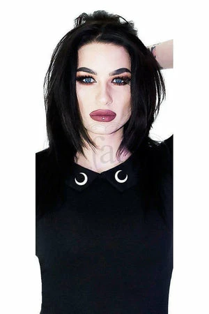 Dr Faust Subtle Crescent Moon Collar Black Maxi Dress - Kailani 4 Dr Faust Subtle Crescent Moon Collar Black Maxi Dress - Kailani - Image 2