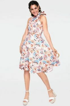 Voodoo Vixen Tabby High Neck Fan Print Summer Dress -Burleska shop tabby high neck fan print summer dress dra 8682 02.917 300x