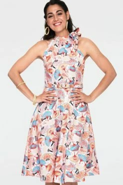 Voodoo Vixen Tabby High Neck Fan Print Summer Dress -Burleska shop tabby high neck fan print summer dress dra 8682 03.917 300x