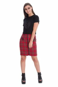 Banned Tartan Zip Skirt -Burleska shop tartan zip skirt banned 3 300x