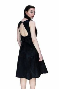 Dr Faust Tear Drop Black Raw Silk Midi Dress - Valentina -Burleska shop tear drop black raw silk midi dress valentina dr faust 2 300x