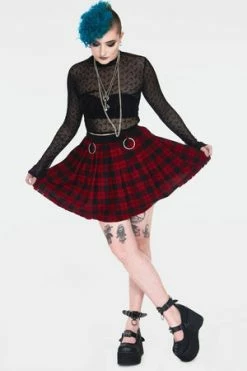 Jawbreaker Teen Spirit Tartan Pleated Skirt -Burleska shop teen spirit red tartan pleated skirt ska 3740 01.995 300x