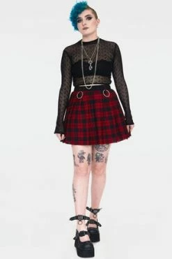 Jawbreaker Teen Spirit Tartan Pleated Skirt -Burleska shop teen spirit red tartan pleated skirt ska 3740 03.995 300x