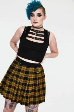 Jawbreaker Teen Spirit Tartan Pleated Skirt -Burleska shop teen spirit yellow tartan pleated skirt ska 3735 01.990 300x