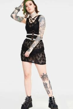 Jawbreaker Tied Up In Lace Cross Front Dress -Burleska shop tied up in lace cross front dress jawbreaker 3 300x