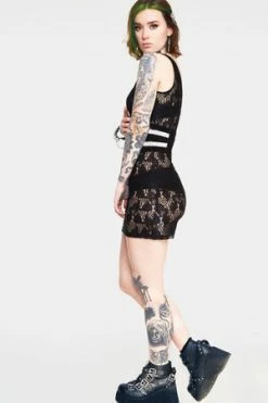 Jawbreaker Tied Up In Lace Cross Front Dress -Burleska shop tied up in lace cross front dress jawbreaker 4 300x