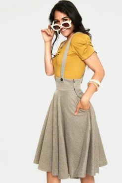 Voodoo Vixen Toyin Herringbone Overall Skirt 14 Voodoo Vixen Toyin Herringbone Overall Skirt -Burleska shop toyin olive herringbone overall skirt ska 3701 01.1055 300x