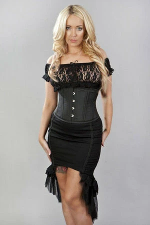 Burleska Traditional Double Steel Boned Underbust Corset In Black Taffeta 2 Burleska Traditional Double Steel Boned Underbust Corset In Black Taffeta