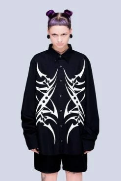 Long Clothing Tribal Black Shirt - Unisex -Burleska shop tribal black shirt unisex long clothing 2 300x