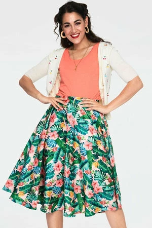 Voodoo Vixen Valentina Floral Tropical Print Skirt 3 Voodoo Vixen Valentina Floral Tropical Print Skirt