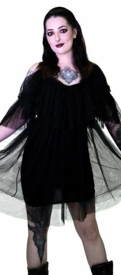 Dr Faust Vapour Mesh Black Sheer Mini Dress - Cardi -Burleska shop vapour mesh black sheer mini dress cardi dr faust 3 300x