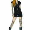 Dr Faust Velvet Lining Black Biker Mini Dress - Charlotte -Burleska shop velvet lining black biker mini dress charlotte dr faust 300x