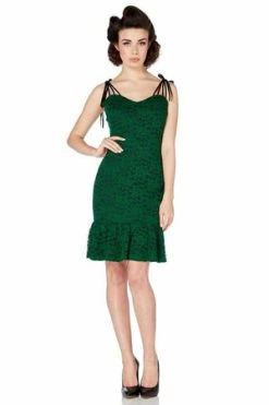 Voodoo Vixen Victoria Green Lace Wiggle Dress -Burleska shop victoria green lace wiggle dress voodoo vixen 2 300x
