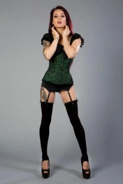 Burleska Victorian Double Steel Boned Underbust Corset In Scroll Brocade -Burleska shop victorian double steel boned underbust corset in scroll brocade burleska 4 300x