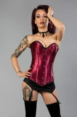 Burleska Victorian Overbust Steel Boned Long Line Corset In Satin