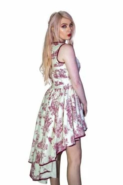 Dr Faust Victorian Vintage Red High-Low Dress - Miriam -Burleska shop victorian vintage red high low dress miriam dr faust 2 300x