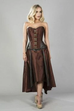 Burleska Warrior Overbust Steampunk Corset In Taffeta & Matte Hip Panels -Burleska shop warrior overbust steampunk corset in taffeta matte hip panels burleska 3 300x
