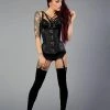 Burleska Warrior Underbust Steel Boned Corset In Taffeta With Matte Hip Panels