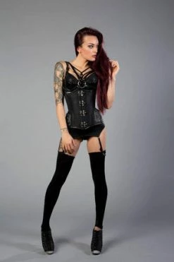 Burleska Warrior Underbust Steel Boned Corset In Taffeta With Matte Hip Panels