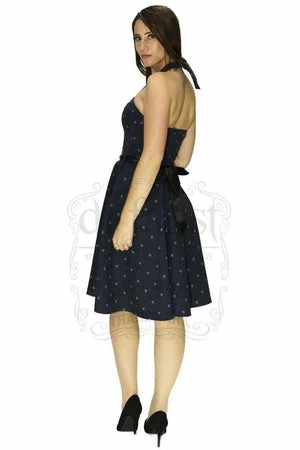 Dr Faust White Anchors Nautical Navy Midi Dress - Gabriella 4 Dr Faust White Anchors Nautical Navy Midi Dress - Gabriella - Image 2